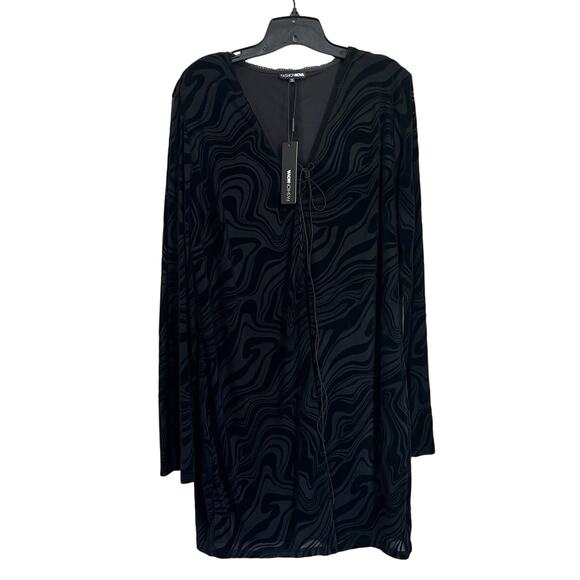 FashionNova Caught Up Black Mesh Long Sleeve Mini Dress Whimsigoth Plus 3X - Picture 2 of 8